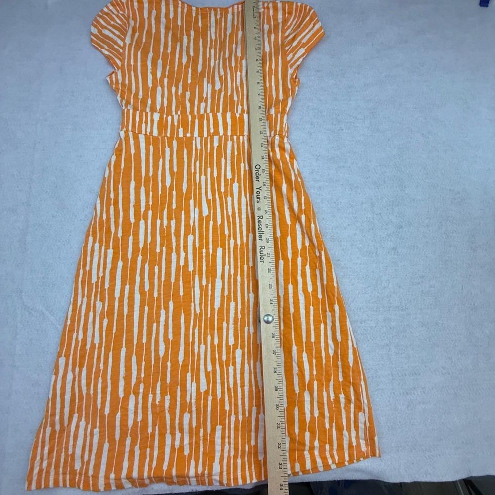 Boden Dress Womens 2P Orange Striped V-Neck Cap Sleeve A-Line Cotton Blend - Picture 10 of 14
